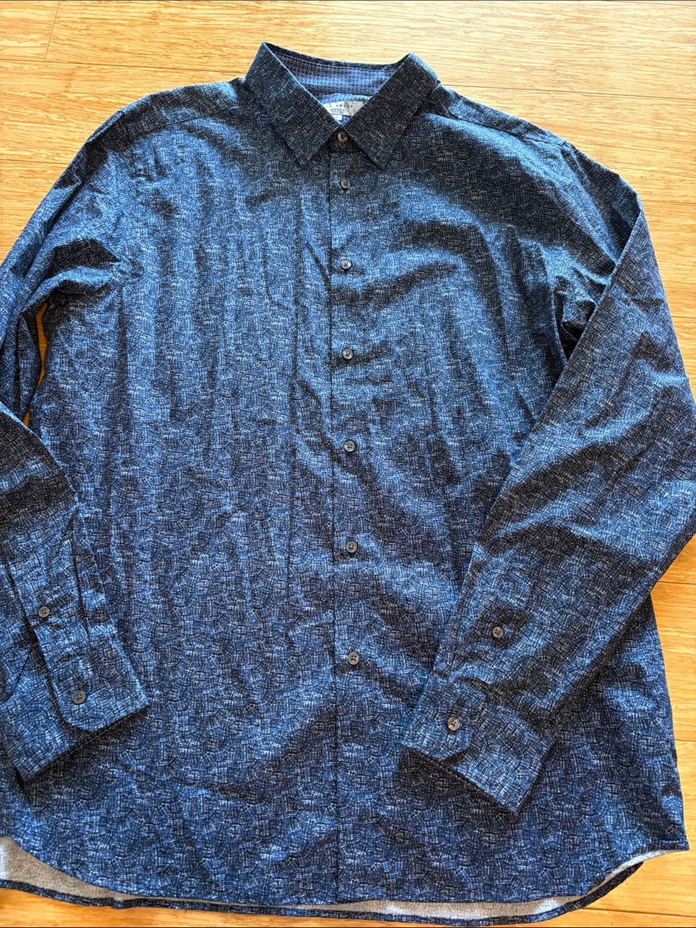 Ted Baker London Men Blue Speckled Long Sleeve Button Down Shirt Size 6 XXL work